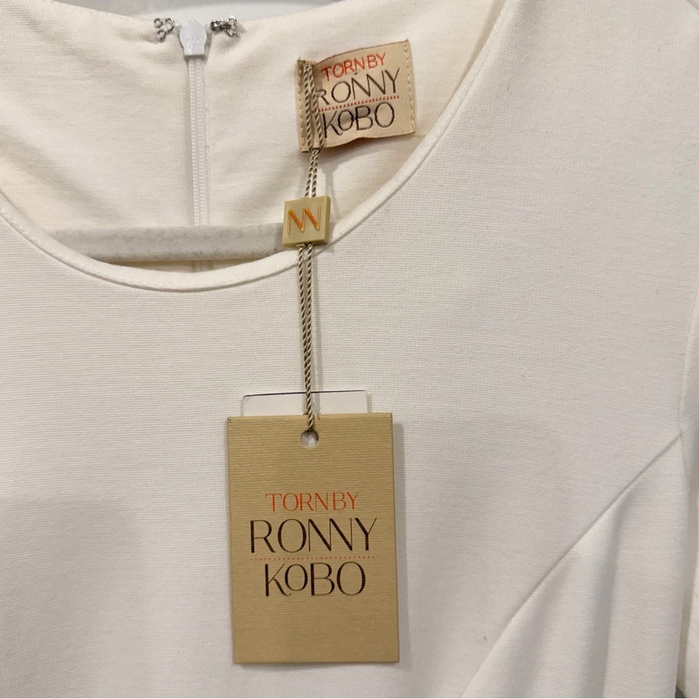 NWT Ronny Kobo Peplum Blouse XS White Short Sleeve Going Out Preppy Feminine - Picture 4 of 10